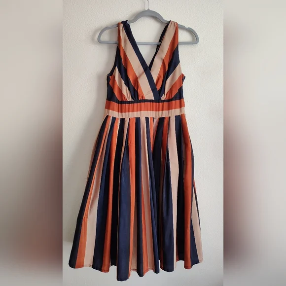 orange flared dress Floral Midi Fit & Flare Dress | Fit and Flare main image 0